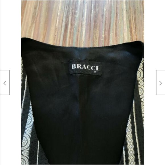 Bracci Formal Black Satin & Silver Metallic Vest Size Large 42" Chest - Picture 3 of 7